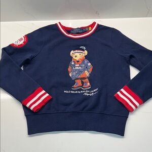 Ralph Lauren Navy Polo Bear Sweatshirt  with USA Olympic accents kids size Small